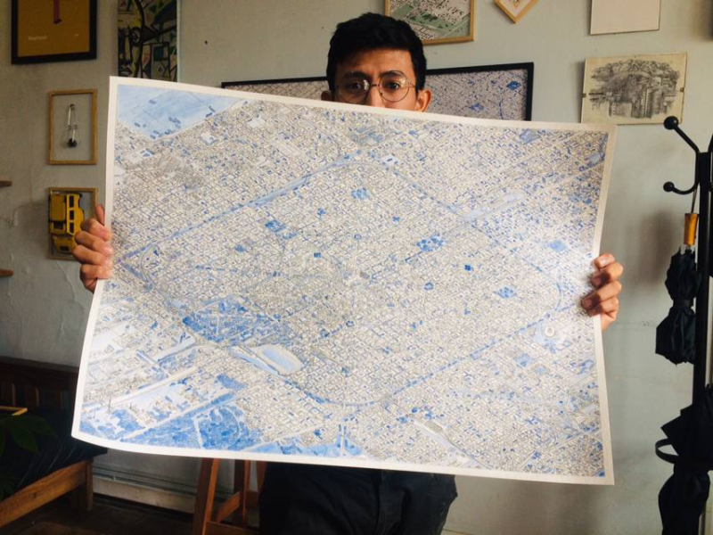 Dibujó el mapa de La Plata a mano alzada y se hizo viral en redes