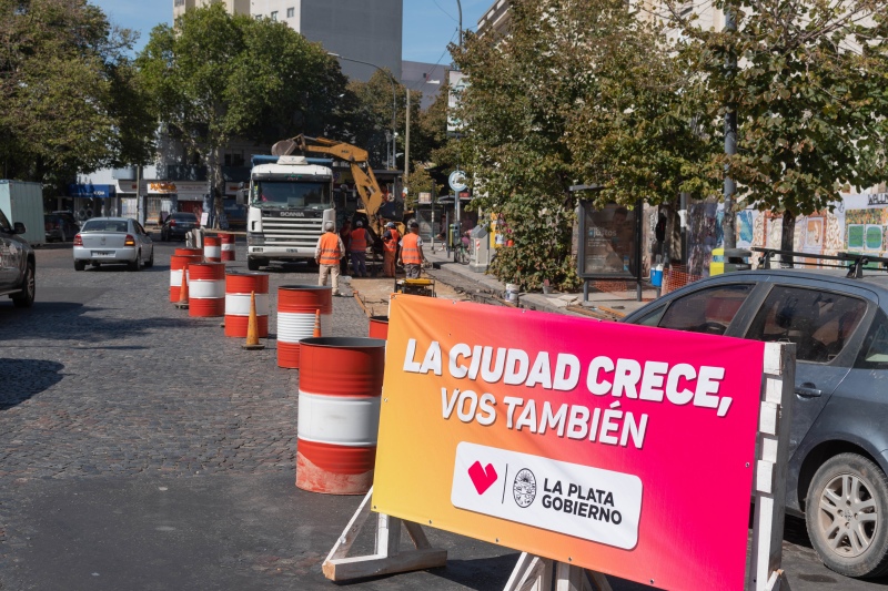 La Plata: Comienza la obra de repavimentación y cambio de paradas en Plaza Rocha